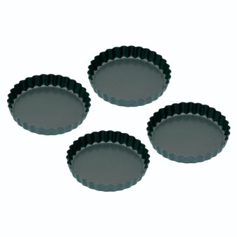 KitchenCraft Non-Stick Mini Fluted Flan Tins 10cm
