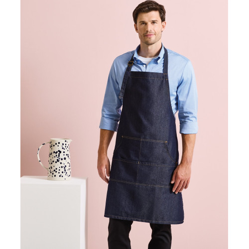 Premier Denim Contrast Bib Apron Indigo