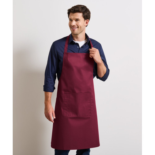 Premier Colours Bib Apron with Pocket Burgundy