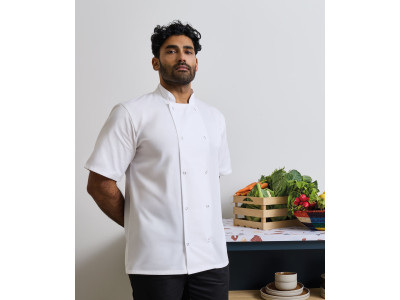 Premier Studded Short Sleeve Chef's Jacket Black