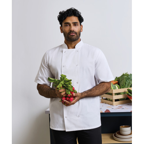 Premier Studded Short Sleeve Chef's Jacket Black
