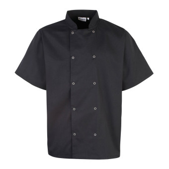 Premier Studded Short Sleeve Chef's Jacket Black