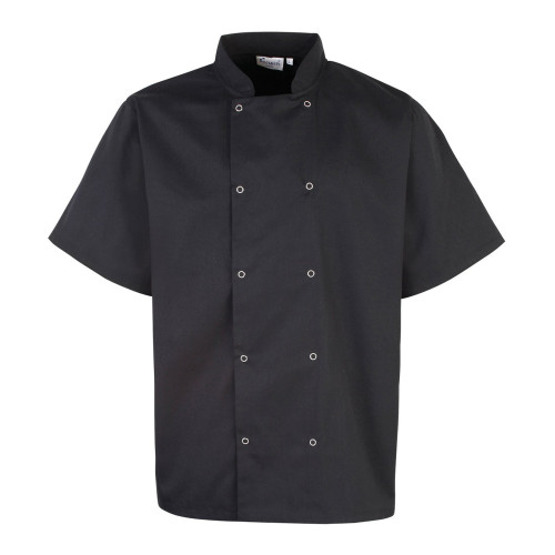 Premier Studded Short Sleeve Chef's Jacket Black