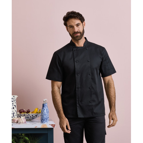 Premier Coolchecker Short Sleeve Chef's Jacket Black