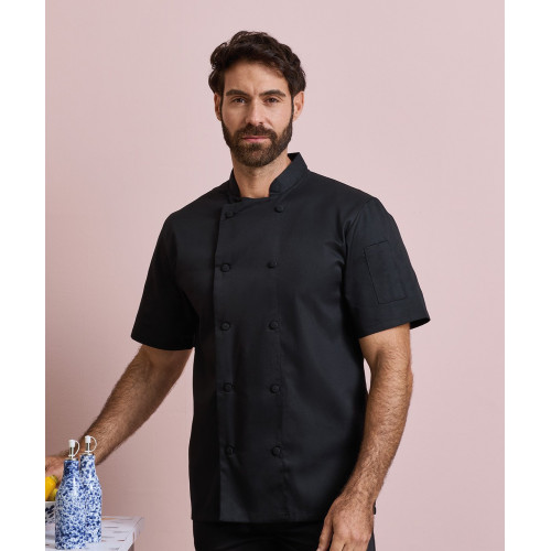 Premier Coolchecker Short Sleeve Chef's Jacket Black
