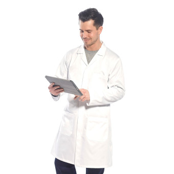 Portwest Lab Coat 3 Pockets and Vented Back White 2