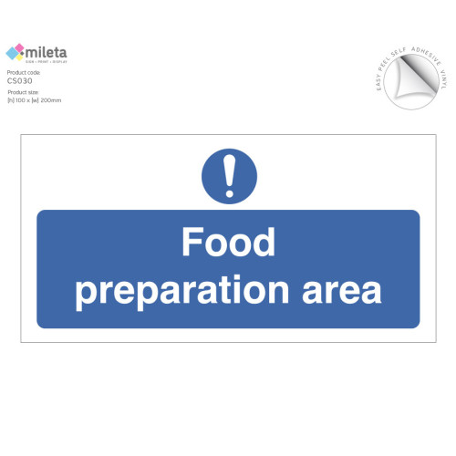 Food Preparation Area Sign