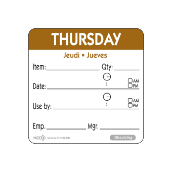 Thursday Dissolving Day Label – 50mm