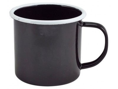 Enamel Mug Black with White Rim...