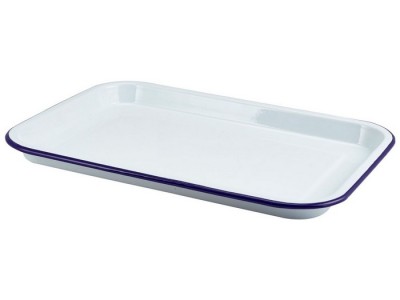 Enamel Serving Tray White with Blue...