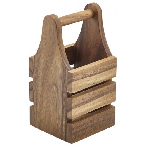 Acacia Wood Cutlery Holder 10 x 10 x 20cm