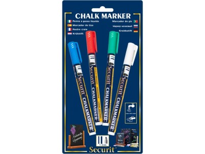 Chalkmarkers 4 Colour Pack (R,G,W,Bl)...