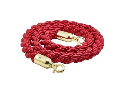 Barrier Rope Red- Brass Plated Ends
