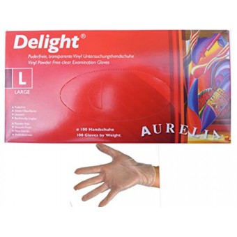Aurelia Delight Clear Powder Free Vinyl Gloves