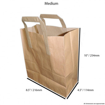 Kraft Brown Paper Carrier Bag Medium 8.5" x 10" x 4.5"