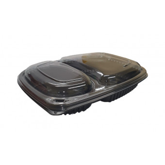 Black Takeaway Container Base 36oz 2 Compartment 2
