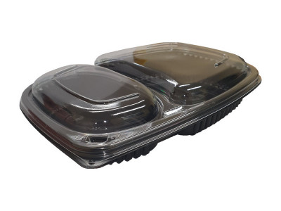 Clear Lid for Black Takeaway Container 2 Compartment 36oz