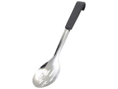 Genware Black Handle Slotted Spoon 34cm