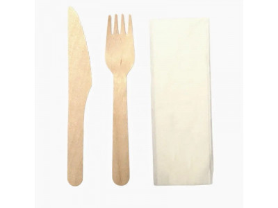 Individually Wrapped Wooden Cutlery Set